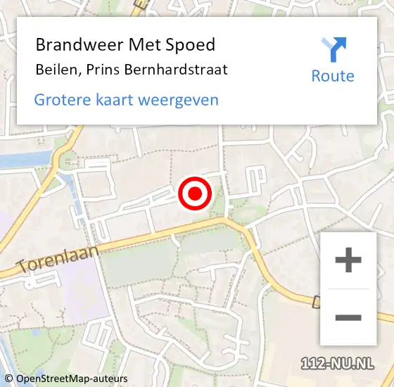 Locatie op kaart van de 112 melding: Brandweer Met Spoed Naar Beilen, Prins Bernhardstraat op 5 maart 2024 15:34
