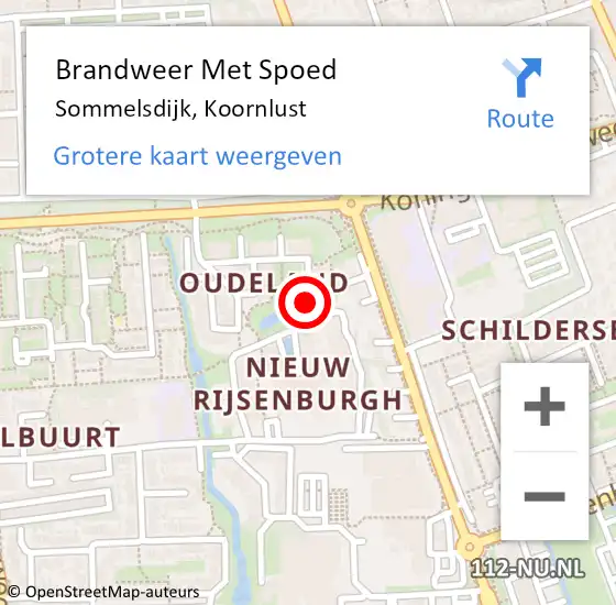 Locatie op kaart van de 112 melding: Brandweer Met Spoed Naar Sommelsdijk, Koornlust op 28 september 2014 04:51