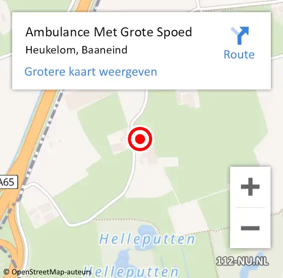Locatie op kaart van de 112 melding: Ambulance Met Grote Spoed Naar Heukelom, Baaneind op 28 september 2014 04:54