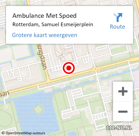 Locatie op kaart van de 112 melding: Ambulance Met Spoed Naar Rotterdam, Samuel Esmeijerplein op 5 maart 2024 15:55