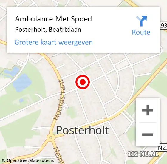 Locatie op kaart van de 112 melding: Ambulance Met Spoed Naar Posterholt, Beatrixlaan op 5 maart 2024 16:14