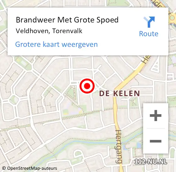 Locatie op kaart van de 112 melding: Brandweer Met Grote Spoed Naar Veldhoven, Torenvalk op 5 maart 2024 16:51