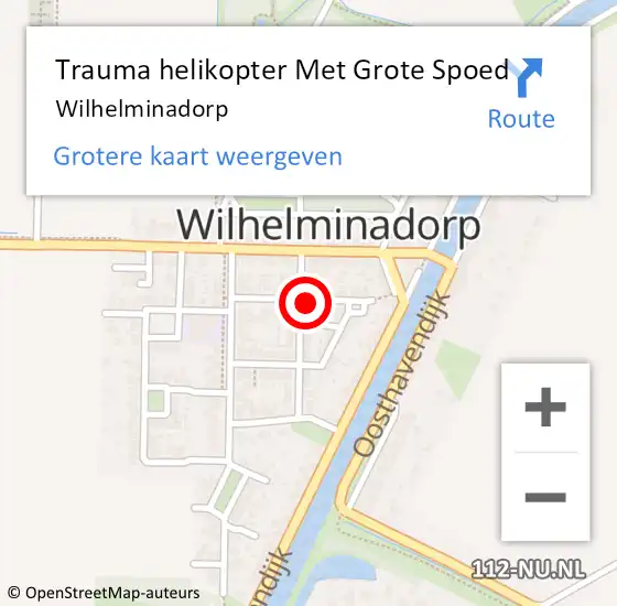 Locatie op kaart van de 112 melding: Trauma helikopter Met Grote Spoed Naar Wilhelminadorp op 5 maart 2024 17:15