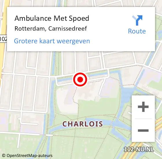Locatie op kaart van de 112 melding: Ambulance Met Spoed Naar Rotterdam, Carnissedreef op 5 maart 2024 17:16