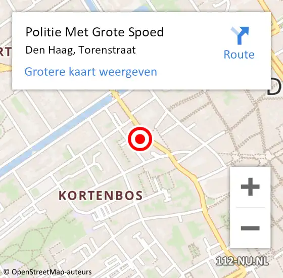 Locatie op kaart van de 112 melding: Politie Met Grote Spoed Naar Den Haag, Torenstraat op 5 maart 2024 17:21