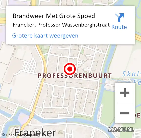 Locatie op kaart van de 112 melding: Brandweer Met Grote Spoed Naar Franeker, Professor Wassenberghstraat op 5 maart 2024 17:51