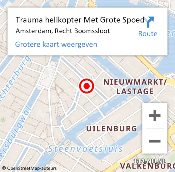 Locatie op kaart van de 112 melding: Trauma helikopter Met Grote Spoed Naar Amsterdam, Recht Boomssloot op 5 maart 2024 17:54