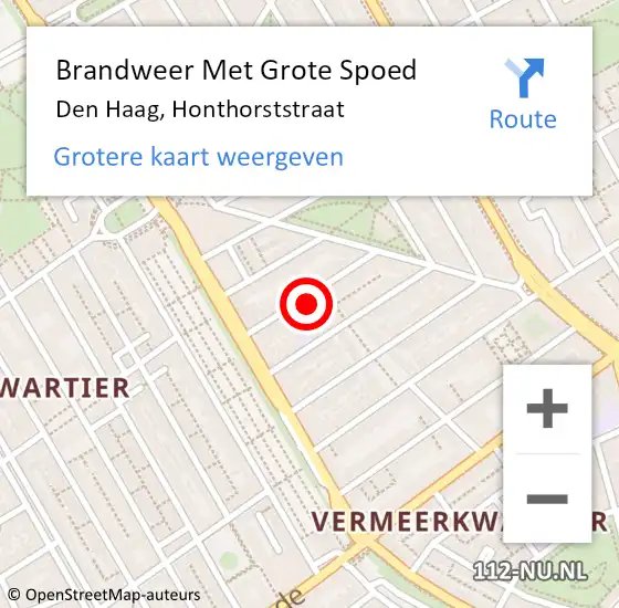 Locatie op kaart van de 112 melding: Brandweer Met Grote Spoed Naar Den Haag, Honthorststraat op 5 maart 2024 18:13