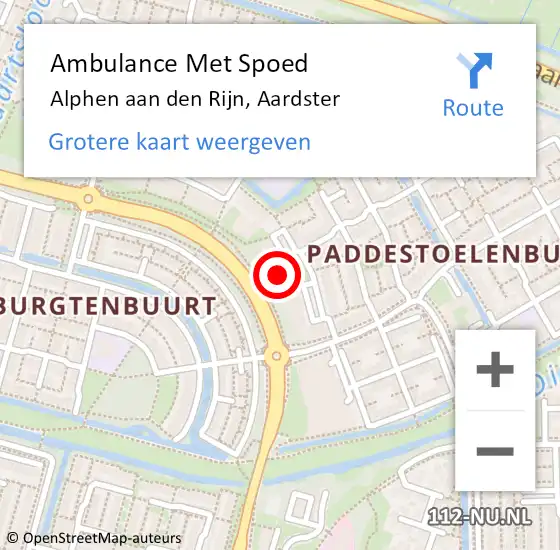 Locatie op kaart van de 112 melding: Ambulance Met Spoed Naar Alphen aan den Rijn, Aardster op 5 maart 2024 18:31