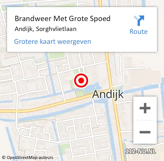 Locatie op kaart van de 112 melding: Brandweer Met Grote Spoed Naar Andijk, Sorghvlietlaan op 28 september 2014 06:00