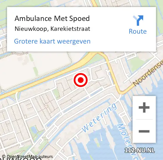 Locatie op kaart van de 112 melding: Ambulance Met Spoed Naar Nieuwkoop, Karekietstraat op 5 maart 2024 19:23