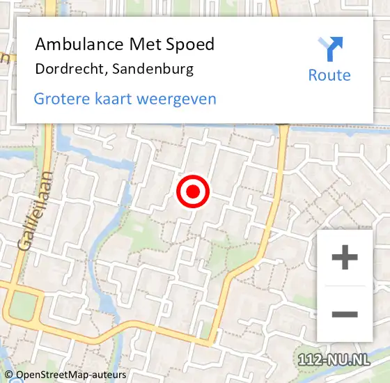 Locatie op kaart van de 112 melding: Ambulance Met Spoed Naar Dordrecht, Sandenburg op 5 maart 2024 19:45