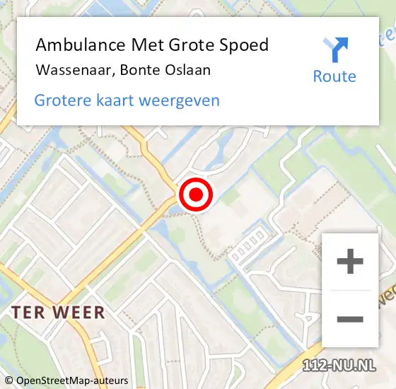 Locatie op kaart van de 112 melding: Ambulance Met Grote Spoed Naar Wassenaar, Bonte Oslaan op 5 maart 2024 20:02