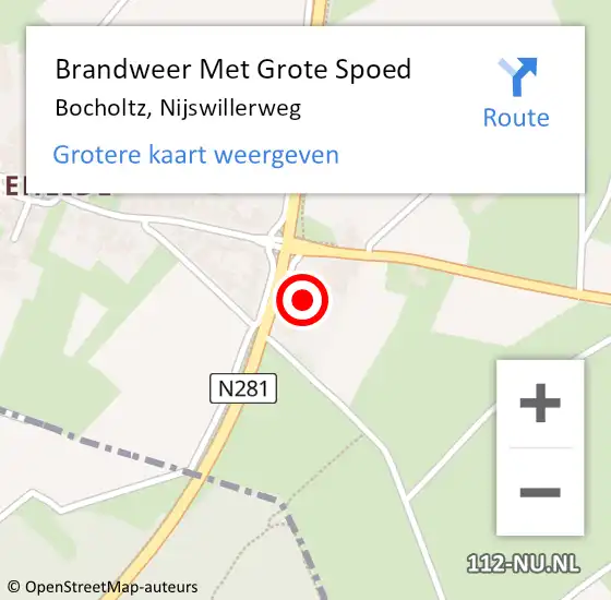 Locatie op kaart van de 112 melding: Brandweer Met Grote Spoed Naar Bocholtz, Nijswillerweg op 5 maart 2024 20:03