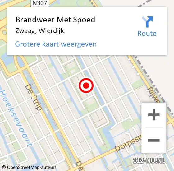 Locatie op kaart van de 112 melding: Brandweer Met Spoed Naar Zwaag, Wierdijk op 5 maart 2024 20:26