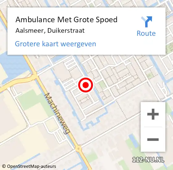 Locatie op kaart van de 112 melding: Ambulance Met Grote Spoed Naar Aalsmeer, Duikerstraat op 5 maart 2024 21:03