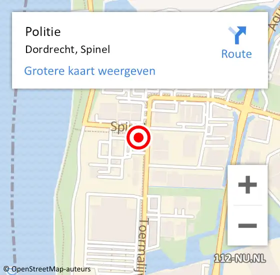 Locatie op kaart van de 112 melding: Politie Dordrecht, Spinel op 5 maart 2024 21:04