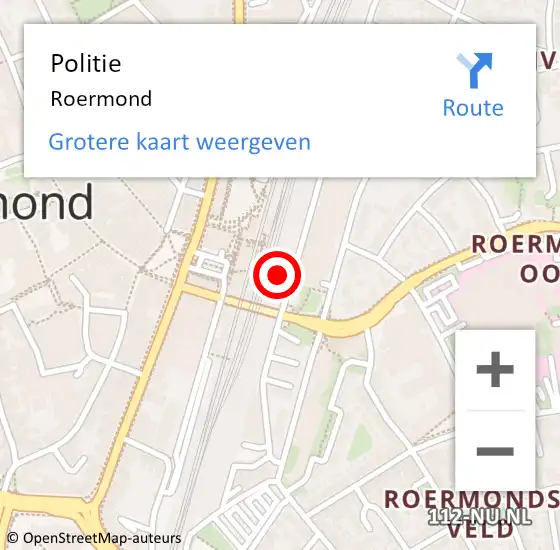 Locatie op kaart van de 112 melding: Politie Roermond op 5 maart 2024 21:17