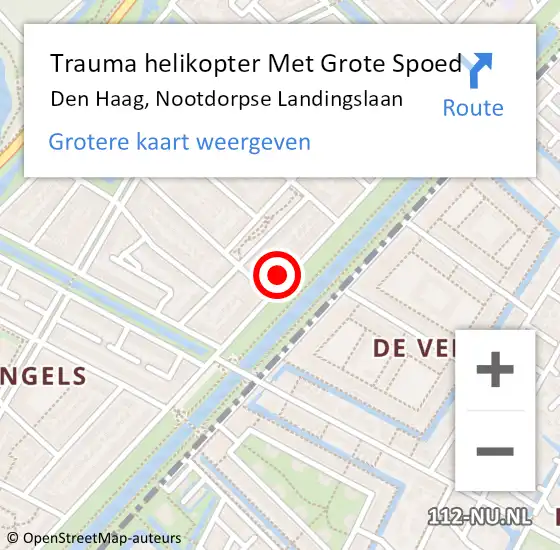 Locatie op kaart van de 112 melding: Trauma helikopter Met Grote Spoed Naar Den Haag, Nootdorpse Landingslaan op 5 maart 2024 21:21