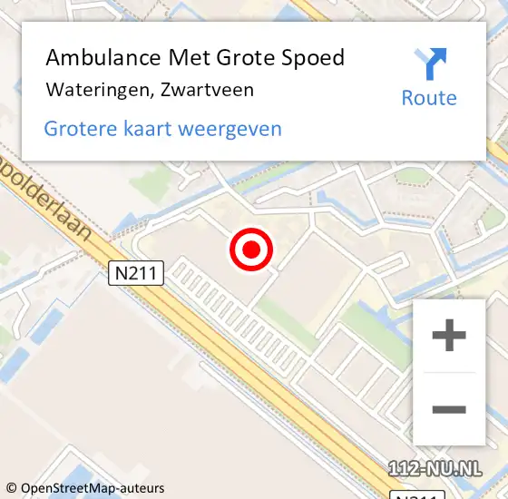 Locatie op kaart van de 112 melding: Ambulance Met Grote Spoed Naar Wateringen, Zwartveen op 15 oktober 2013 21:49