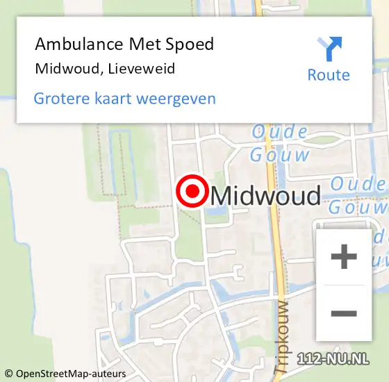 Locatie op kaart van de 112 melding: Ambulance Met Spoed Naar Midwoud, Lieveweid op 5 maart 2024 22:14