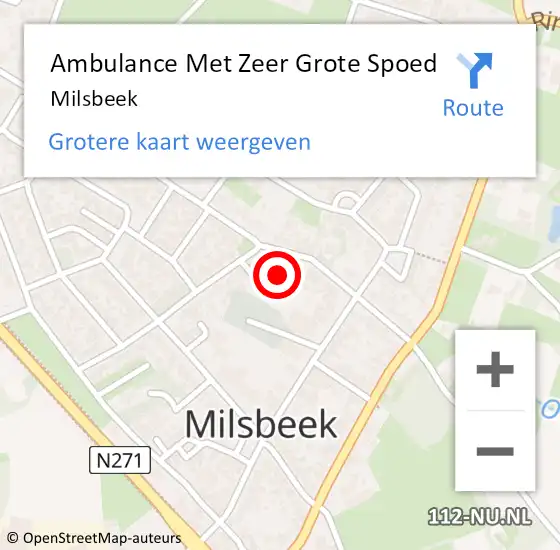 Locatie op kaart van de 112 melding: Ambulance Met Zeer Grote Spoed Naar Milsbeek op 5 maart 2024 22:35