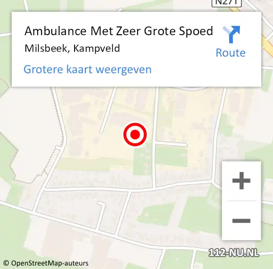 Locatie op kaart van de 112 melding: Ambulance Met Zeer Grote Spoed Naar Milsbeek, Kampveld op 5 maart 2024 22:40