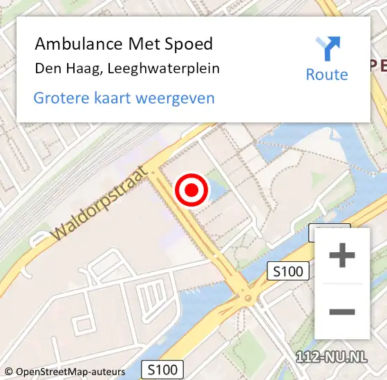 Locatie op kaart van de 112 melding: Ambulance Met Spoed Naar Den Haag, Leeghwaterplein op 5 maart 2024 22:40