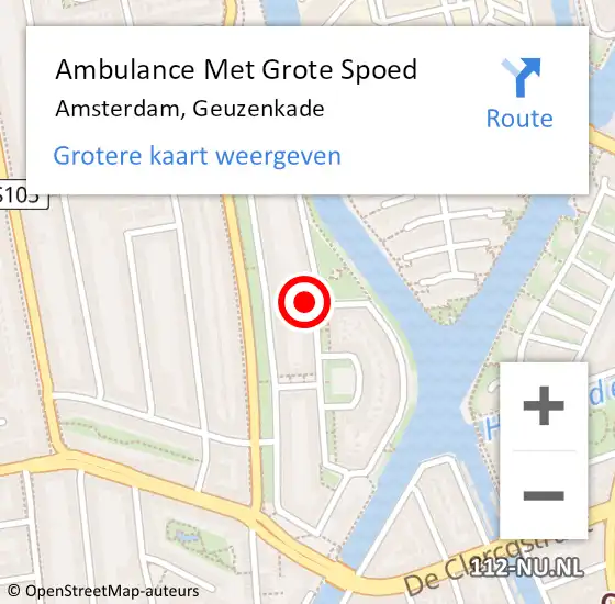 Locatie op kaart van de 112 melding: Ambulance Met Grote Spoed Naar Amsterdam, Geuzenkade op 5 maart 2024 23:16