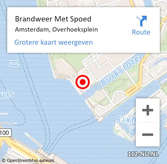 Locatie op kaart van de 112 melding: Brandweer Met Spoed Naar Amsterdam, Overhoeksplein op 5 maart 2024 23:32
