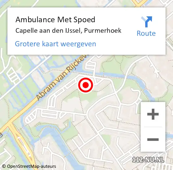 Locatie op kaart van de 112 melding: Ambulance Met Spoed Naar Capelle aan den IJssel, Purmerhoek op 6 maart 2024 00:59