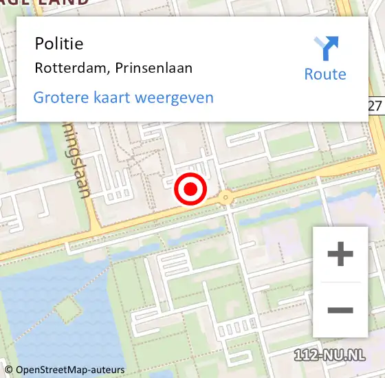 Locatie op kaart van de 112 melding: Politie Rotterdam, Prinsenlaan op 6 maart 2024 01:05