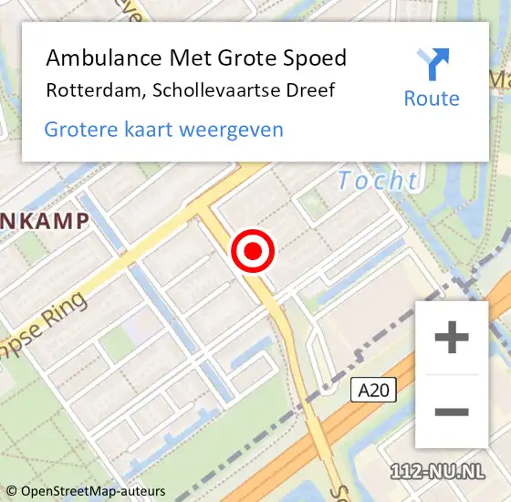 Locatie op kaart van de 112 melding: Ambulance Met Grote Spoed Naar Rotterdam, Schollevaartse Dreef op 6 maart 2024 01:24