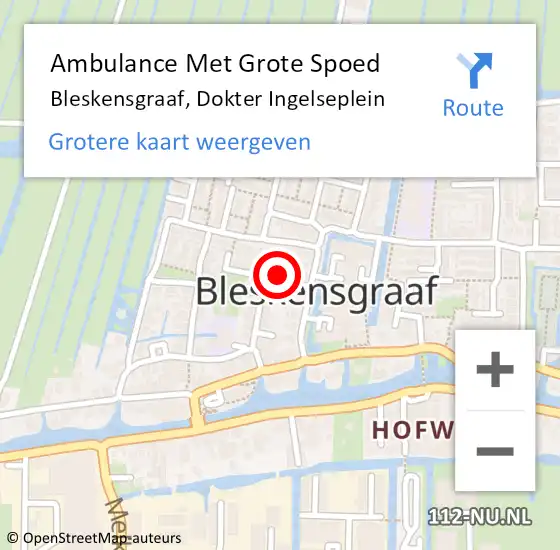Locatie op kaart van de 112 melding: Ambulance Met Grote Spoed Naar Bleskensgraaf, Dokter Ingelseplein op 6 maart 2024 02:45