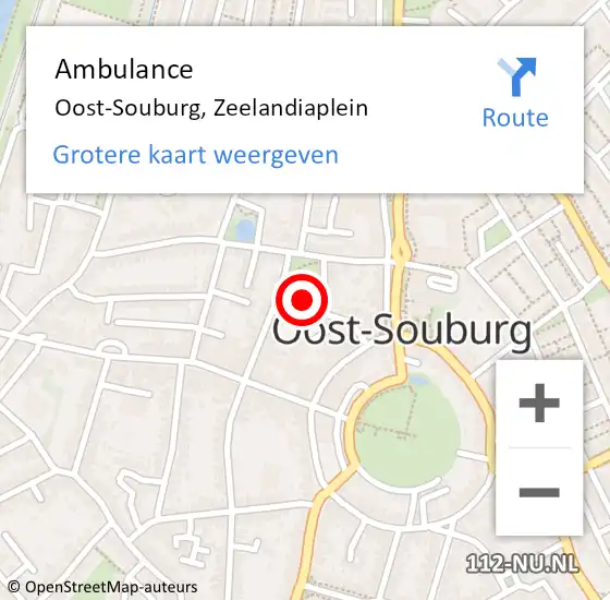 Locatie op kaart van de 112 melding: Ambulance Oost-Souburg, Zeelandiaplein op 28 september 2014 07:22