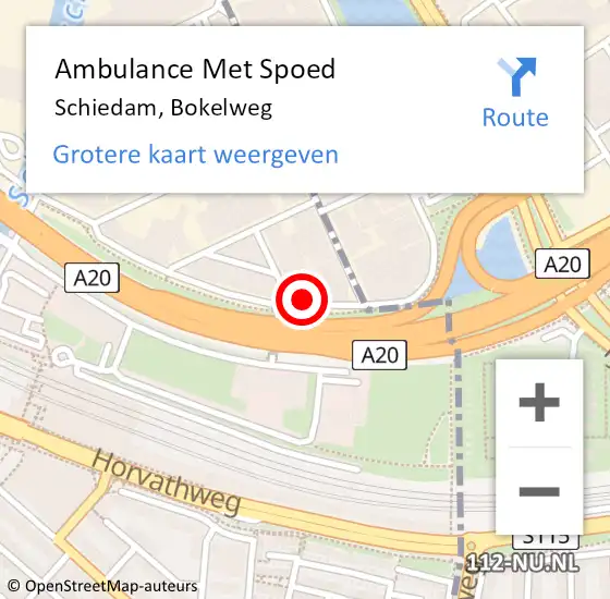 Locatie op kaart van de 112 melding: Ambulance Met Spoed Naar Schiedam, Bokelweg op 6 maart 2024 03:37