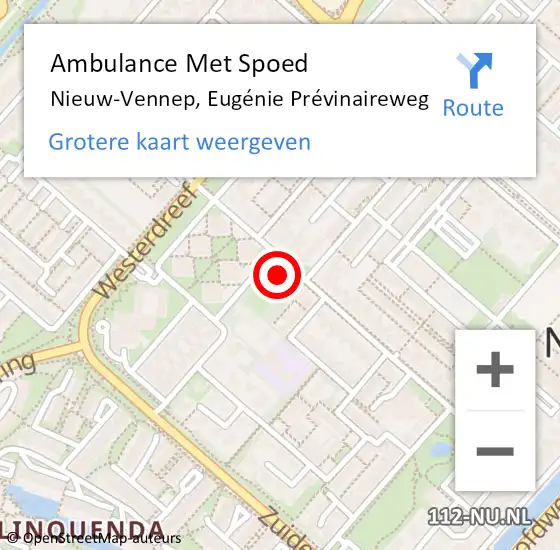 Locatie op kaart van de 112 melding: Ambulance Met Spoed Naar Nieuw-Vennep, Eugénie Prévinaireweg op 6 maart 2024 03:49