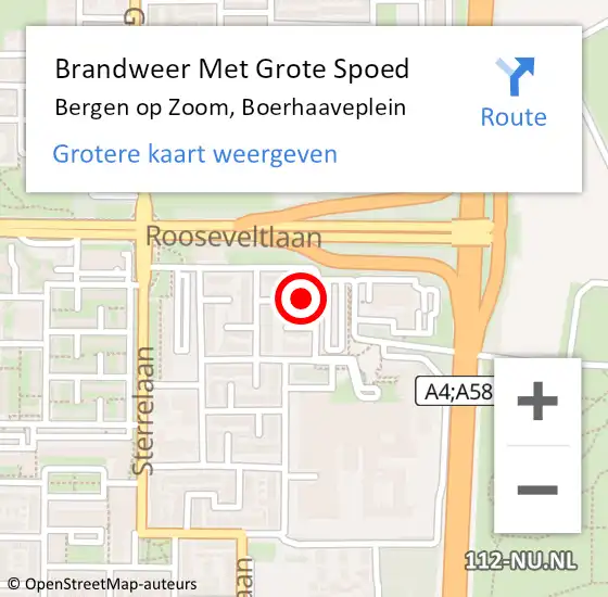Locatie op kaart van de 112 melding: Brandweer Met Grote Spoed Naar Bergen op Zoom, Boerhaaveplein op 6 maart 2024 04:12