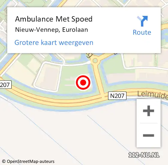 Locatie op kaart van de 112 melding: Ambulance Met Spoed Naar Nieuw-Vennep, Eurolaan op 6 maart 2024 04:51