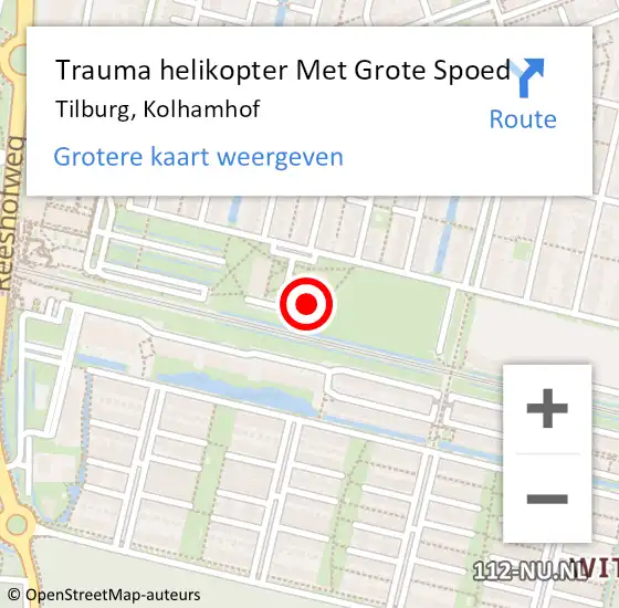 Locatie op kaart van de 112 melding: Trauma helikopter Met Grote Spoed Naar Tilburg, Kolhamhof op 6 maart 2024 05:05