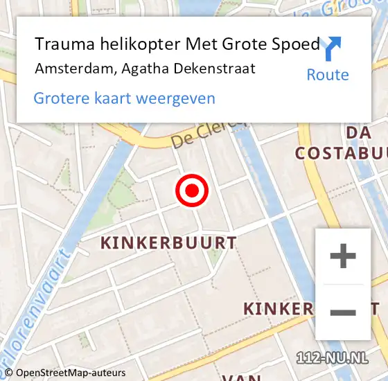 Locatie op kaart van de 112 melding: Trauma helikopter Met Grote Spoed Naar Amsterdam, Agatha Dekenstraat op 6 maart 2024 05:58