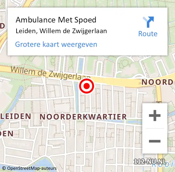 Locatie op kaart van de 112 melding: Ambulance Met Spoed Naar Leiden, Willem de Zwijgerlaan op 6 maart 2024 05:59