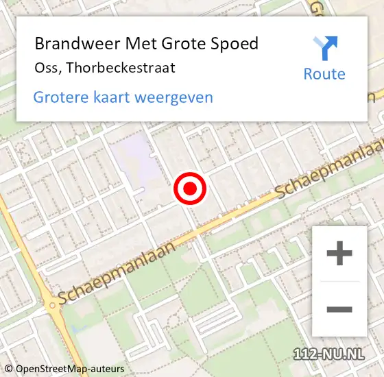 Locatie op kaart van de 112 melding: Brandweer Met Grote Spoed Naar Oss, Thorbeckestraat op 6 maart 2024 06:22