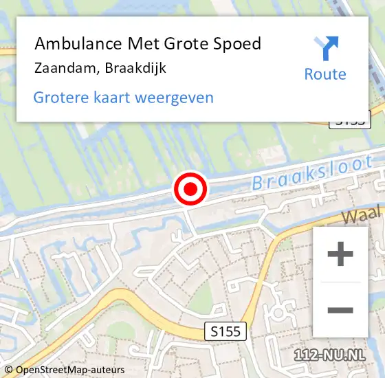 Locatie op kaart van de 112 melding: Ambulance Met Grote Spoed Naar Zaandam, Braakdijk op 6 maart 2024 06:33