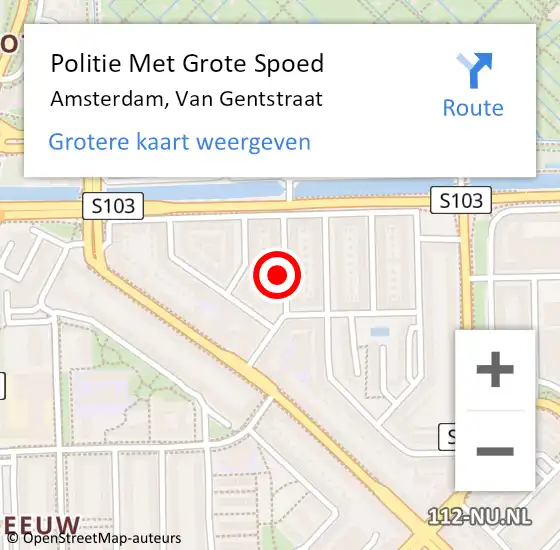 Locatie op kaart van de 112 melding: Politie Met Grote Spoed Naar Amsterdam, Van Gentstraat op 6 maart 2024 06:41