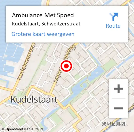 Locatie op kaart van de 112 melding: Ambulance Met Spoed Naar Kudelstaart, Schweitzerstraat op 6 maart 2024 07:17