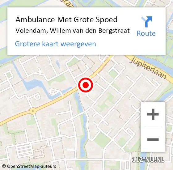 Locatie op kaart van de 112 melding: Ambulance Met Grote Spoed Naar Volendam, Willem van den Bergstraat op 6 maart 2024 07:45