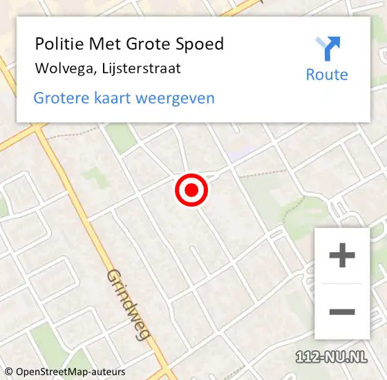 Locatie op kaart van de 112 melding: Politie Met Grote Spoed Naar Wolvega, Lijsterstraat op 6 maart 2024 07:52