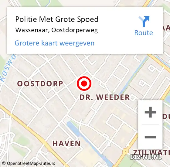 Locatie op kaart van de 112 melding: Politie Met Grote Spoed Naar Wassenaar, Oostdorperweg op 6 maart 2024 07:56