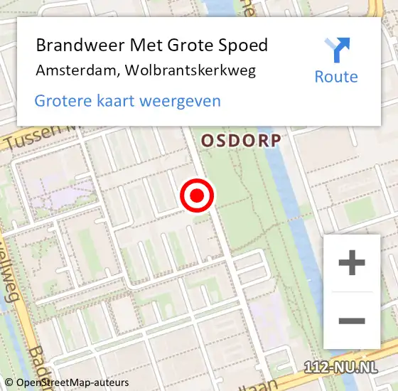 Locatie op kaart van de 112 melding: Brandweer Met Grote Spoed Naar Amsterdam, Wolbrantskerkweg op 6 maart 2024 08:00